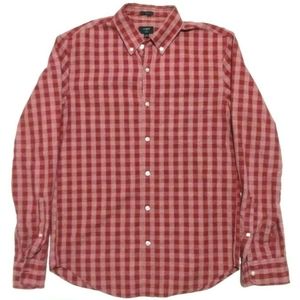 J Crew Mens M Long Sleeve Red Check Shirt EUC